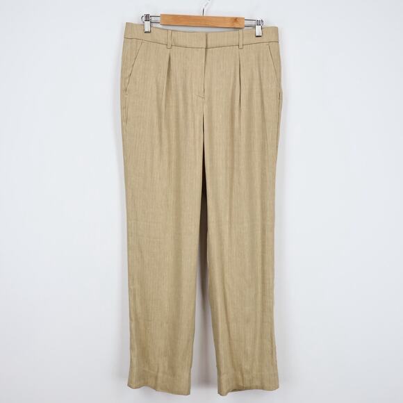 J.Crew Portia Linen Blend Pant Herringbone Honey Khaki Size 8 NWT - Picture 2 of 10
